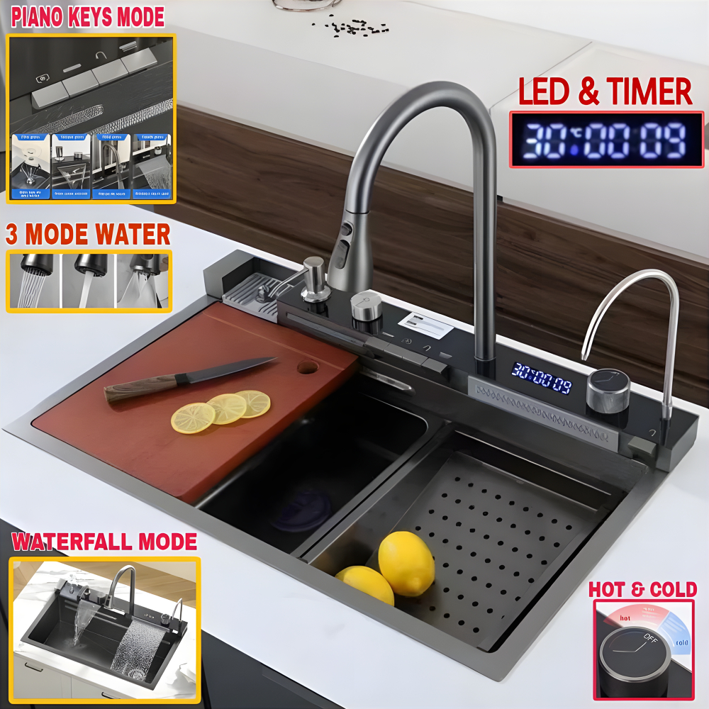 Stainless Steel Kitchen sink Modern Kitchen Sink  Paket Kitchen Sink BLACK/Perak Bak Cuci Piring Sta