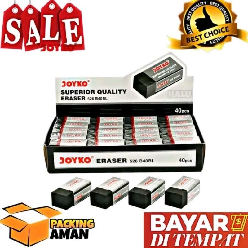 

Penghapus Hapusan Joyko kecil Hitam Eraser Joyko B40BL dan B40P Putih Stationery