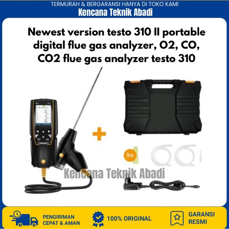 Newest version testo 310 II portable digital flue gas analyzer, O2, CO, CO2 flue gas analyzer testo 