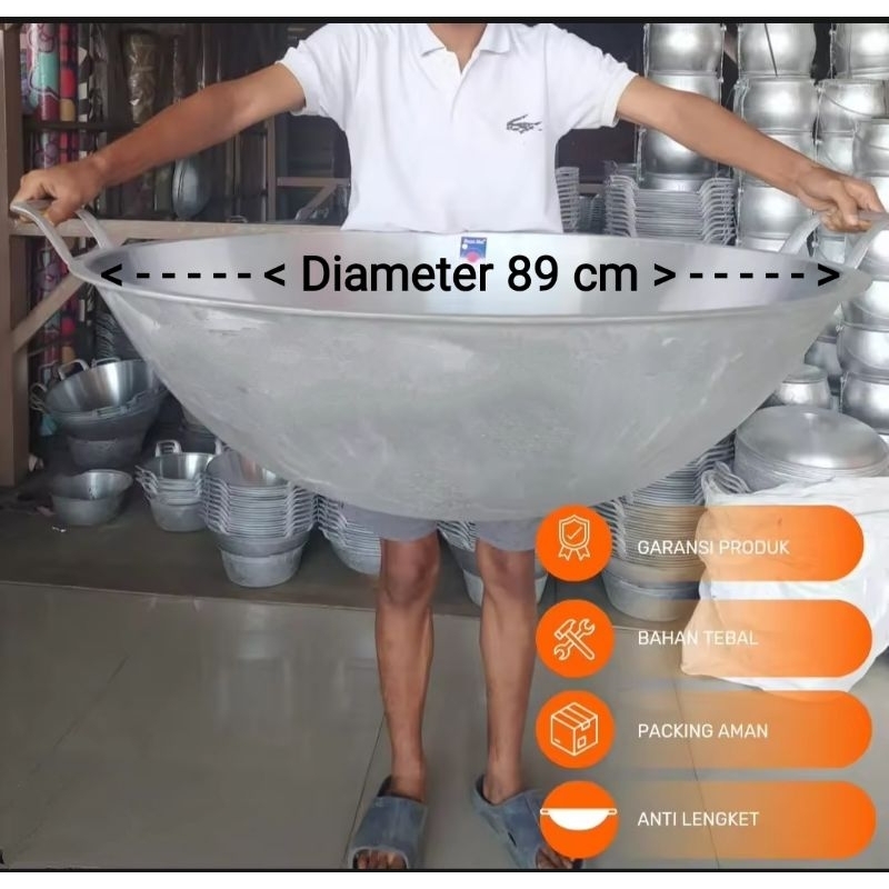 Wajan Kuali Jumbo Besar Tebal Alumunium Kuali Wajan Ukuran 90 cm