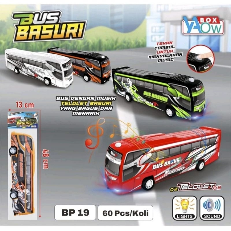 MAINAN BUS TELOLET BASURI LAMPU DAN LAGU/ MAINAN BUS BASURI TELOLET VIRAL