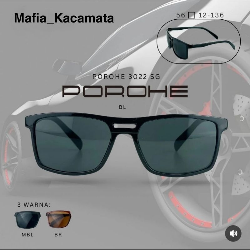 Kacamata Sunglasses POROHE 3022 SG  Model Aviator Lensa Semok / Coklat,Kacamata Hitam Pria Murah