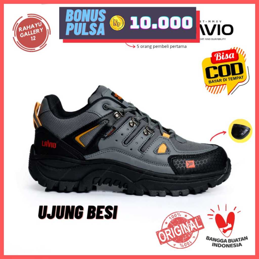 Sepatu Safety Pria Boots Tinggi Ujung Besi Original Lavio Footwear Septi Kerja Proyek Lapangan