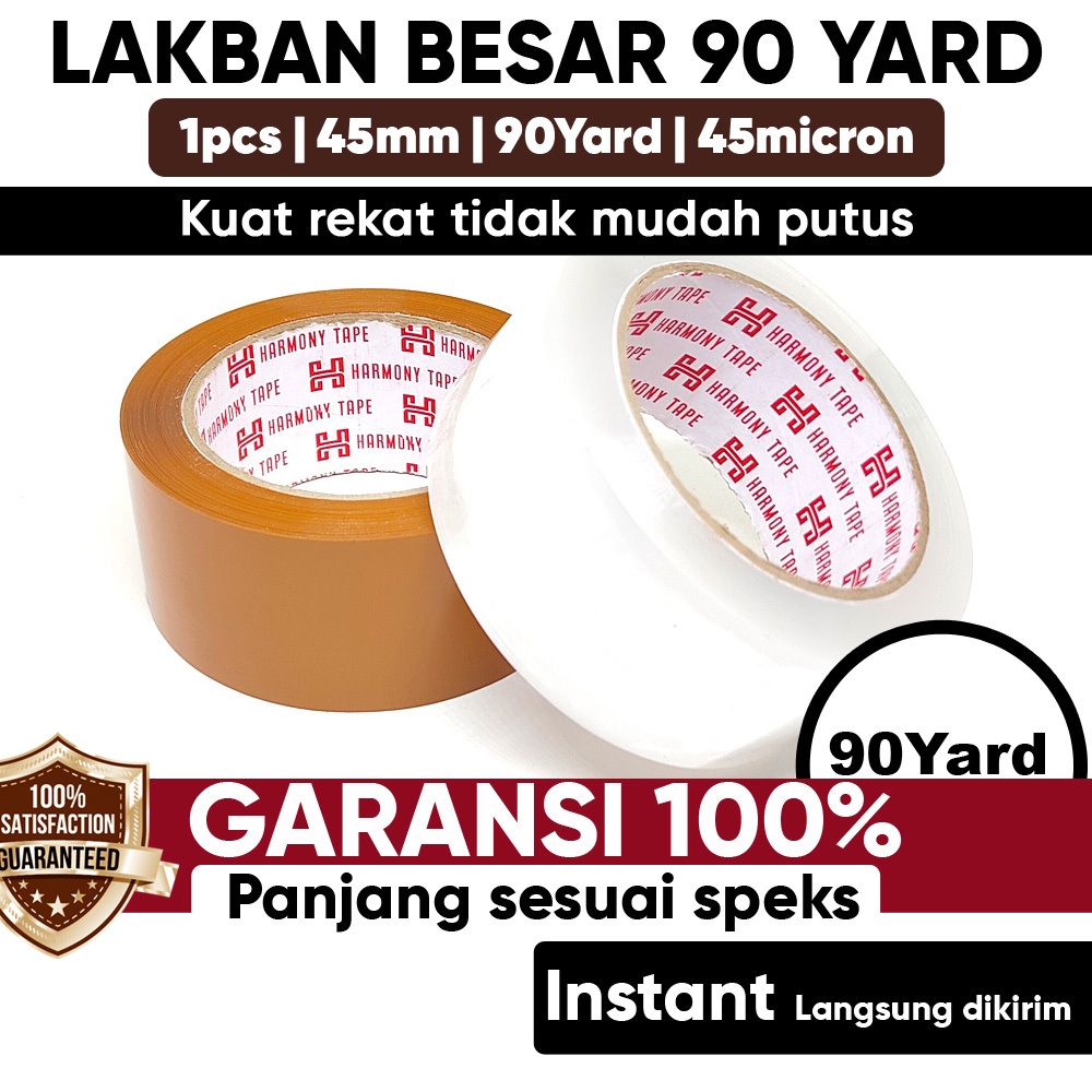 

Lakban Bening Coklat Besar Murah 90 Yard 45 mm Merk Harmony Kuat Rekat Tidak Mudah Putus