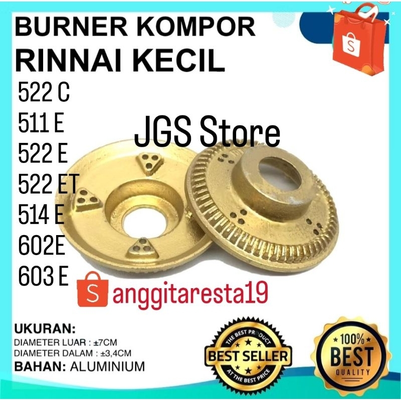 Burner Kompor Gas Rinnai ALUMUNIUM ALLOY RI 522c 522e 602