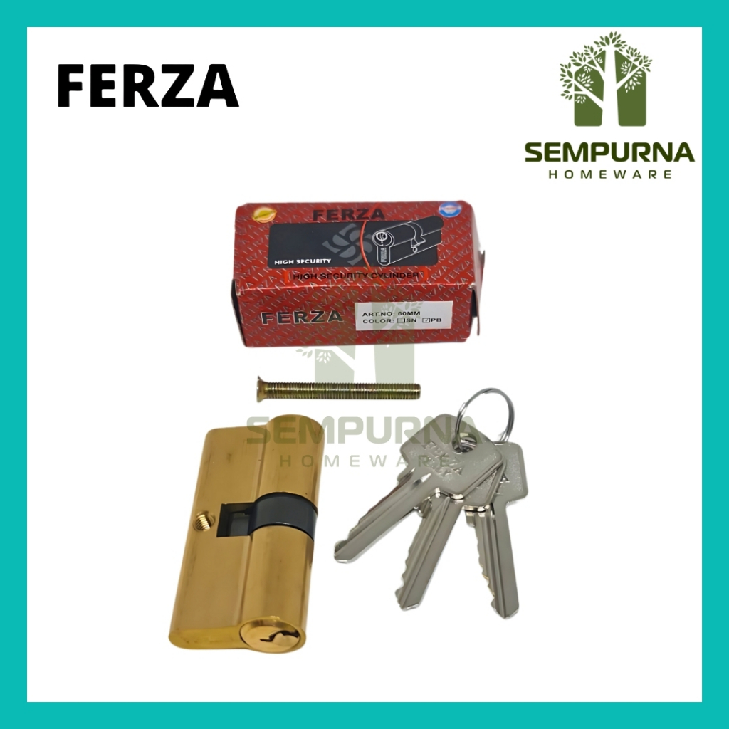SILINDER KUNCI KUNINGAN FERZA CYLINDER KUNCI RUMAH ANAK KUNCI 60 MM