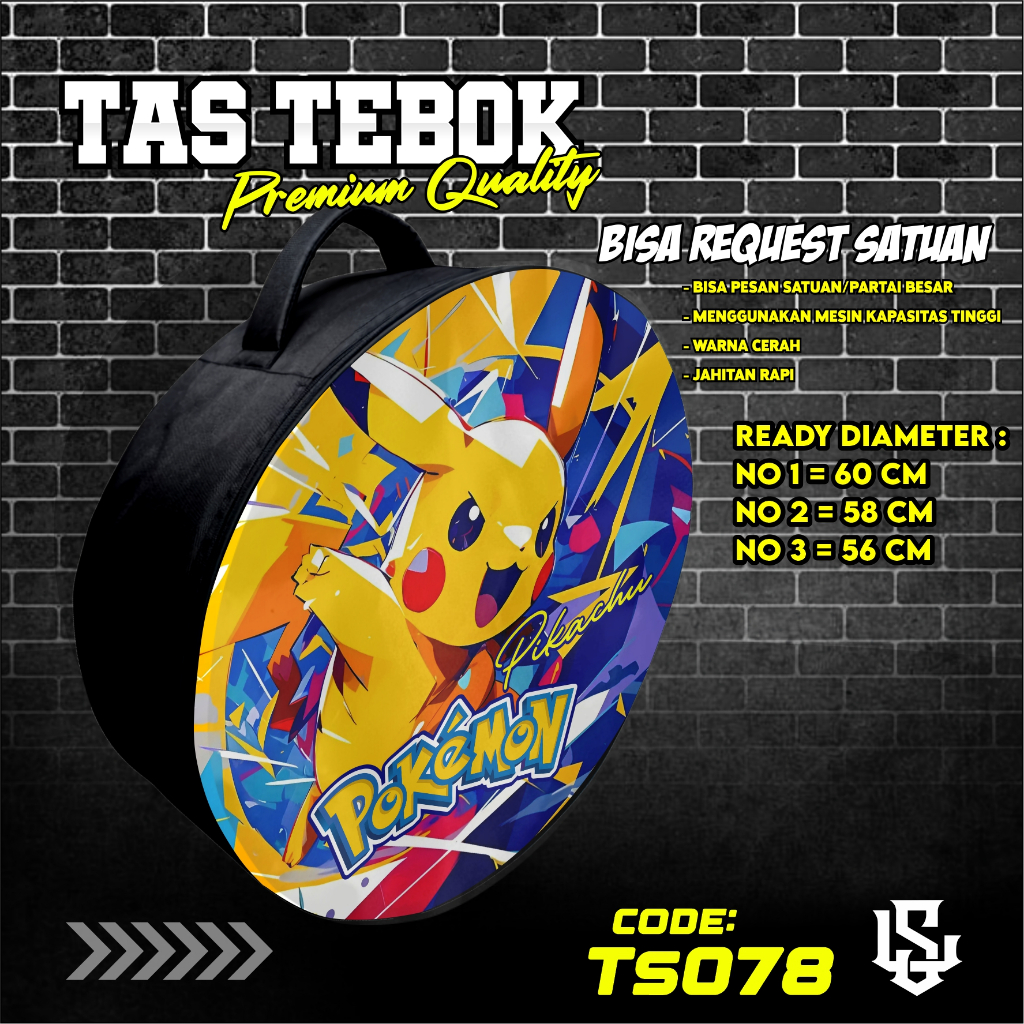 tas tebok murai motif PIKACHU ransel gendong jinjing bawa tebok sangkar murai printing