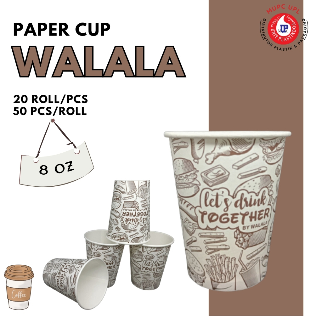 Paper cup walala 8 Oz / Gelas kertas kopi 80z / cup tahan panas 240ml coffee teh tea