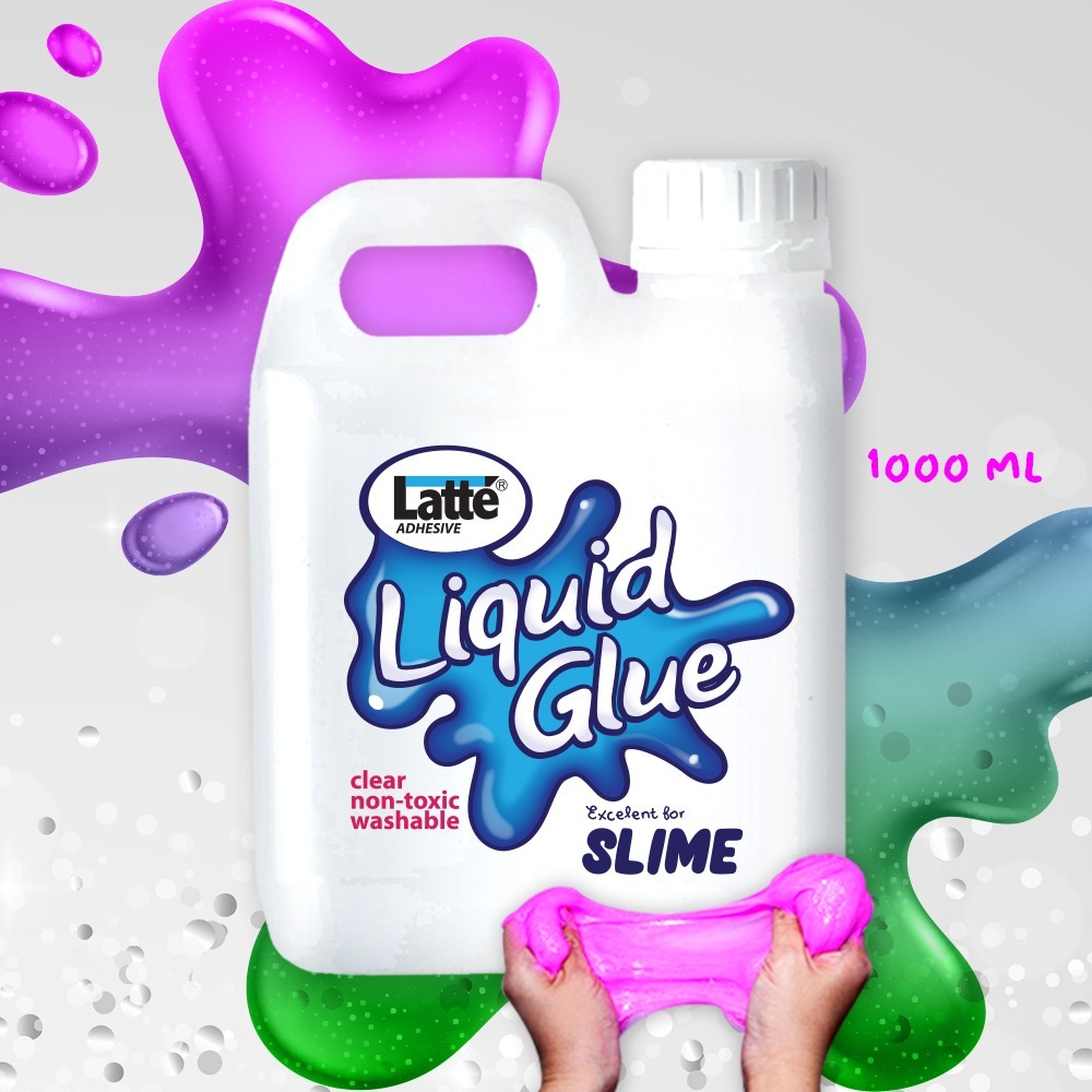 

lem latte slime bening ( bahan biasa ) untuk slime ( lem kertas) bening 500 ml / 1000 ml ( 1 liter) liquid glue like povinal