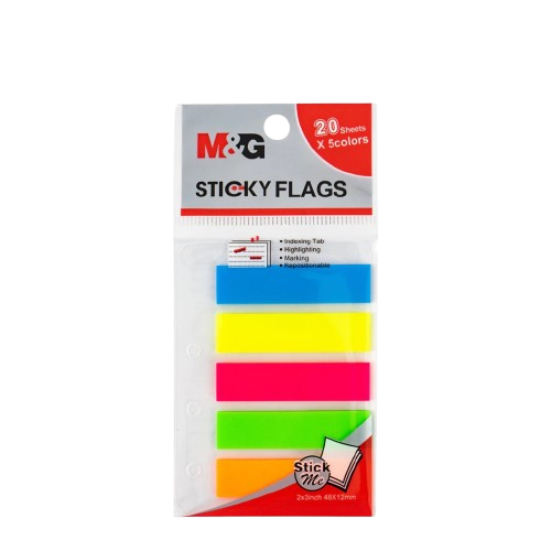 

M&G Sticky Pet Flags YS-63 12X48MM 5 Colors 20 Sheets / Pembatas Buku / Stick Note / Kertas Memo