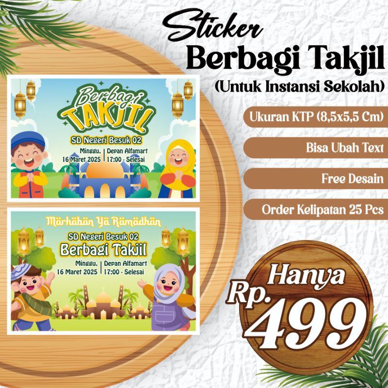 

STICKER BERBAGI TAKJIL RAMADHAN UNTUK SEKOLAH ANAK KECIL TK SD SMP MURAH
