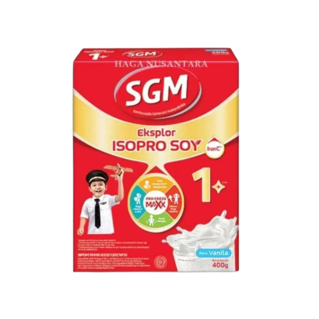 

SGM Eksplor ISOPRO SOY 1+ (Susu Soya) Rasa Vanilla Untuk yang alergi susu hewani - 400 gram