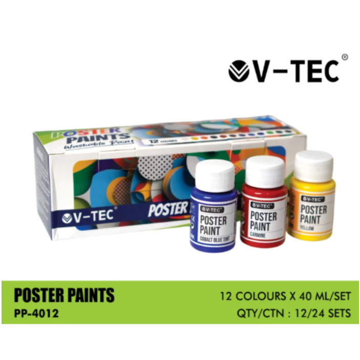 

V-TEC CAT POSTER / POSTER PAINT UKURAN 40ML / 6 - 12 WARNA