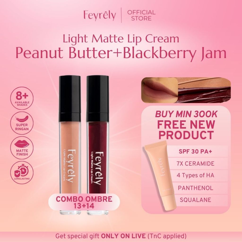 FEYRELY LIMITED EDITION 2-in-1 Lip Cream Set Ombre 13 Peanut Butter + 14 Blackberry Jam