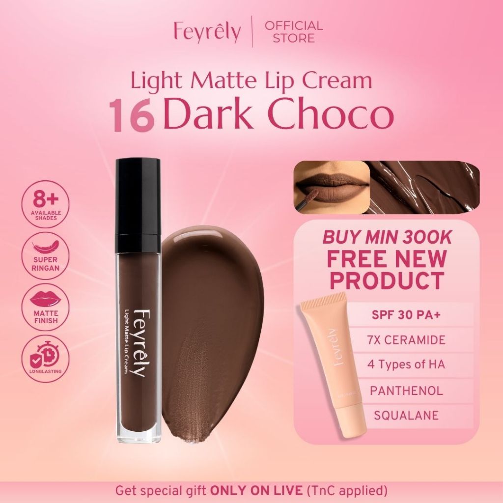 FEYRELY Light Matte Lip Cream - 16 Dark Choco (Deep Brown with Neutral Undertone)