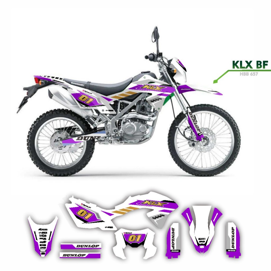decal klx 150 bf putih merah klx