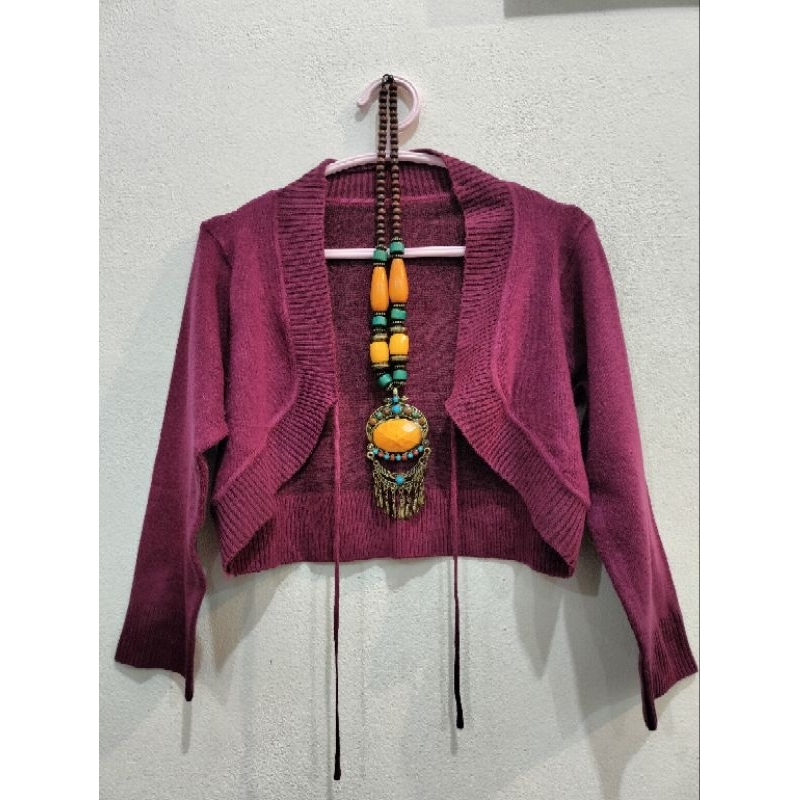 cardigan wanita ungu magenta