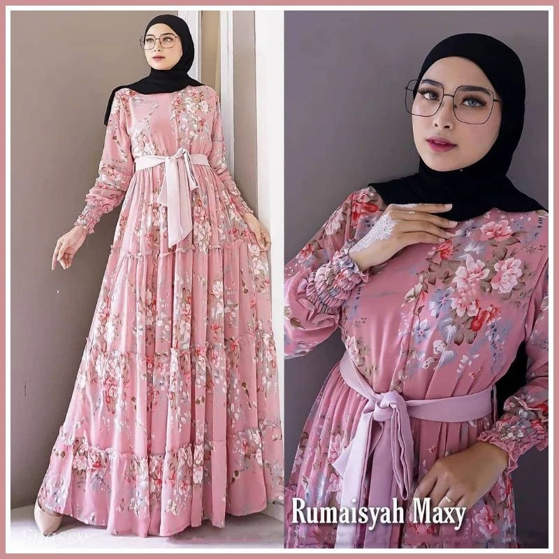 GAMIS BUNGA SAKURA KATUN DEWASA KEKINIAN
