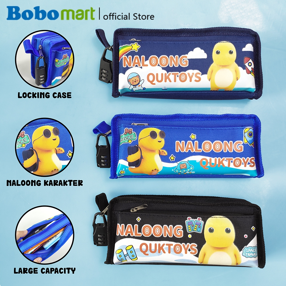 

BOBOMART Tempat Pensil Pen Case Sleting Dengan Gembok Kunci Lockpad - Motif Lucu Capybara, Nailong