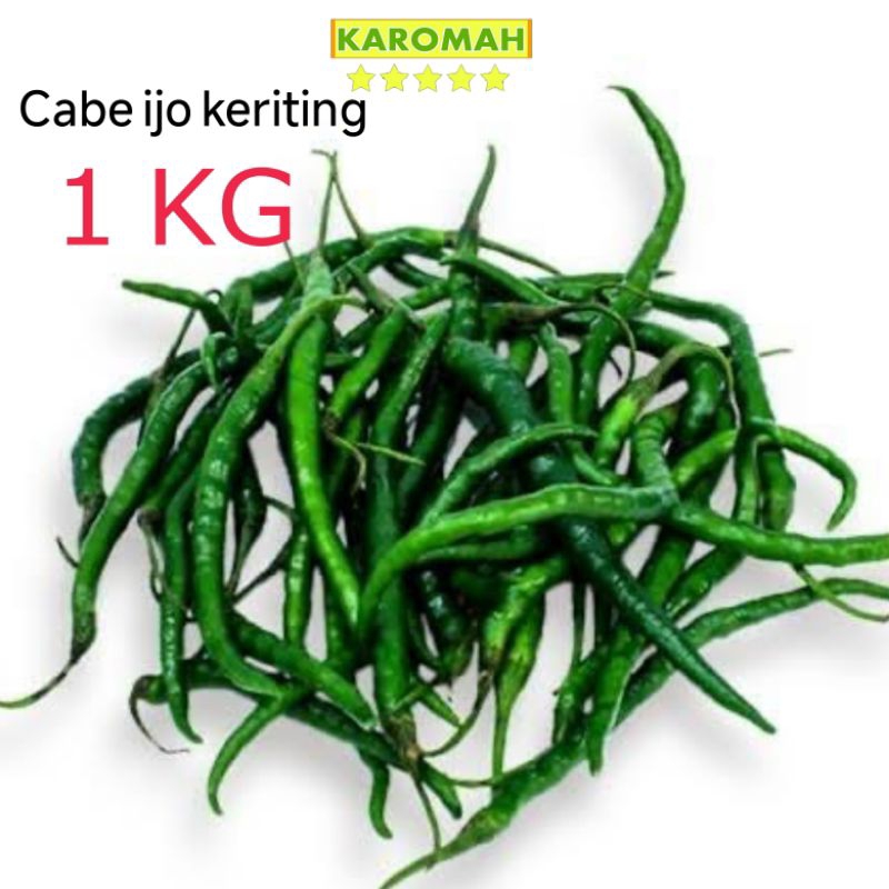 

CABE IJO KERITING 1 KG FRESH KEMASAN 1 KG / CABAI HIJAU KERITING
