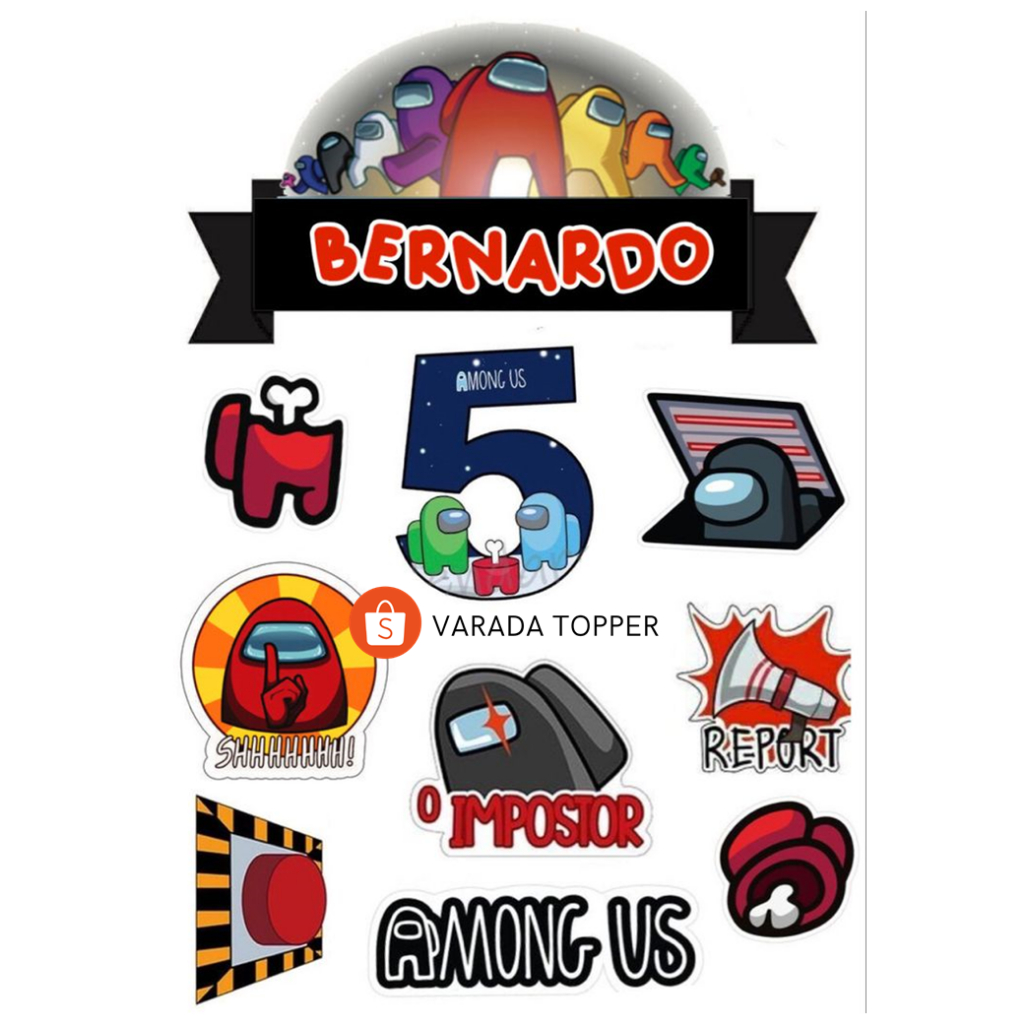 AMONG US/Topper Birthday Among Us Free Custom Nama/Hiasan Cake Ultah AMONG US