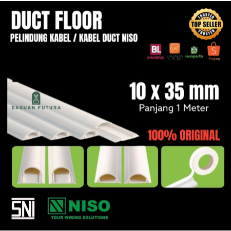 Kabel Duct Lantai TC 10x35 1 Meter 10 x 35 NISO Floor Duct Oval 1m 1 M