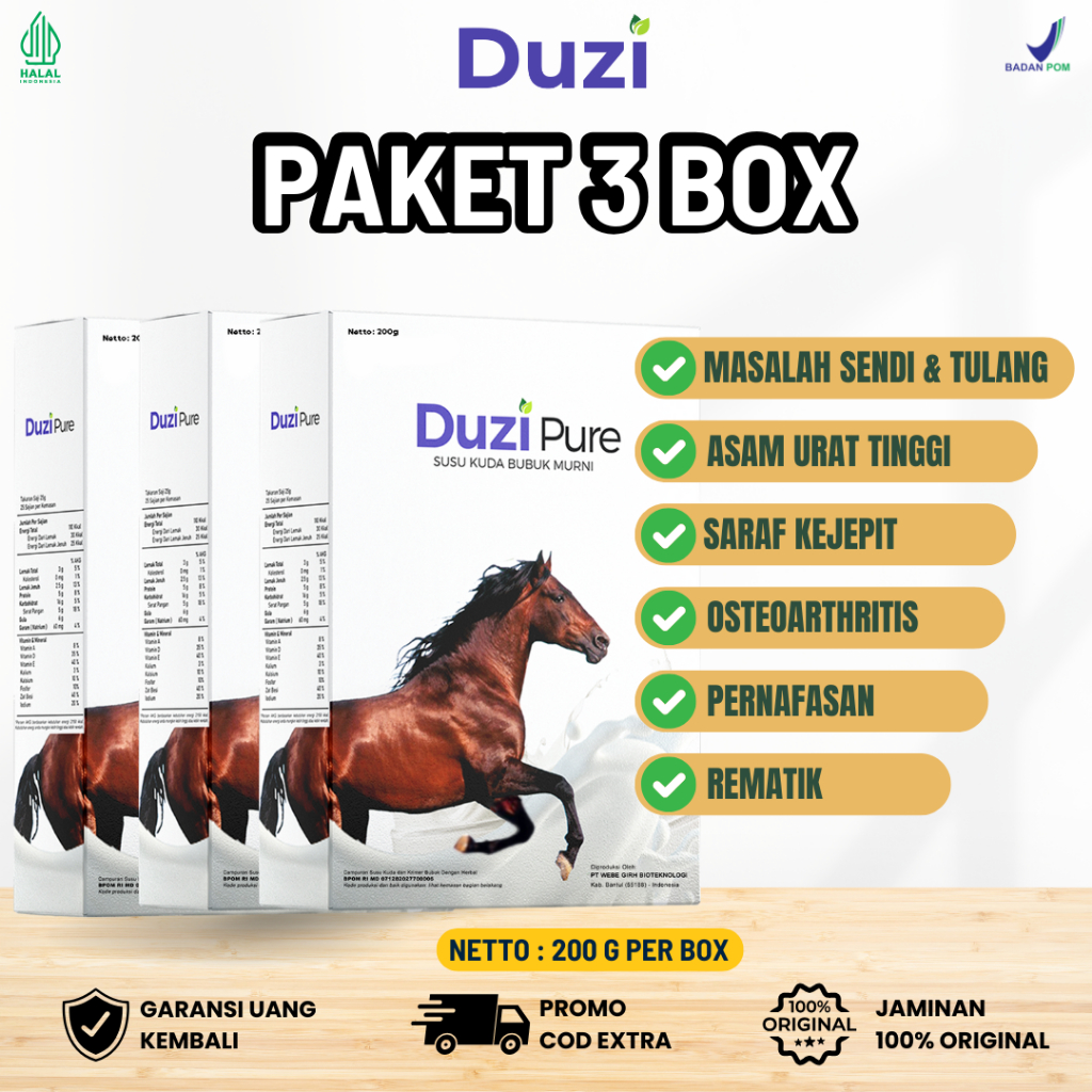 

SUSU DUZI PURE 100% ORIGINAL - ATASI ASAM URAT,REMATIK,SYARAF NYERI SENDI,KOLESTEROL,HIPERTENSI 3BOX
