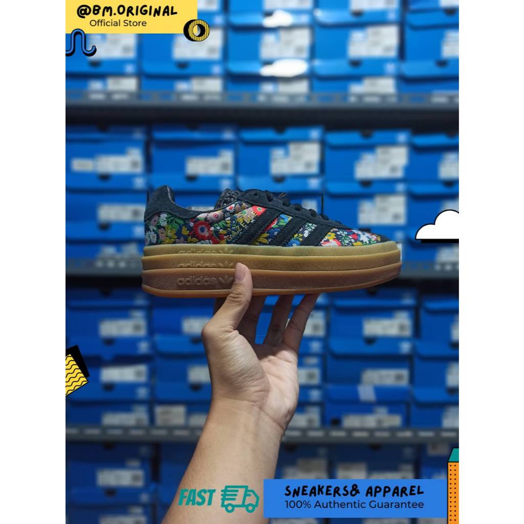 Adidas Gazelle Bold x Liberty London Core Black Supplier Colour Gold Metallic JI2572