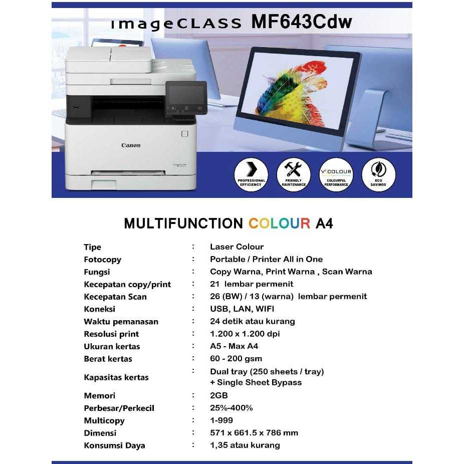 Mesin Printer Laser Canon MF 643CDW Colour