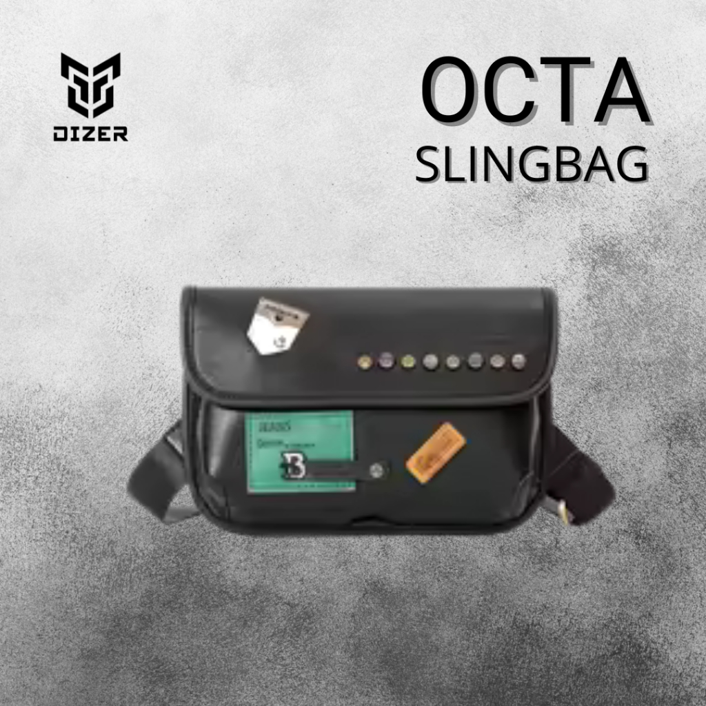 DIZER - Slingbag OCTA_ Tas Selempang Kulit_ Warna Hitam