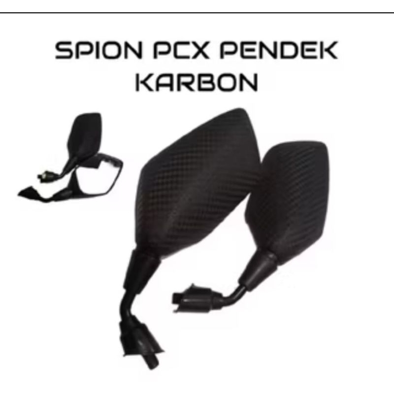 kaca spion standar PCX gagang pendek karbon dan hitam universal PCX