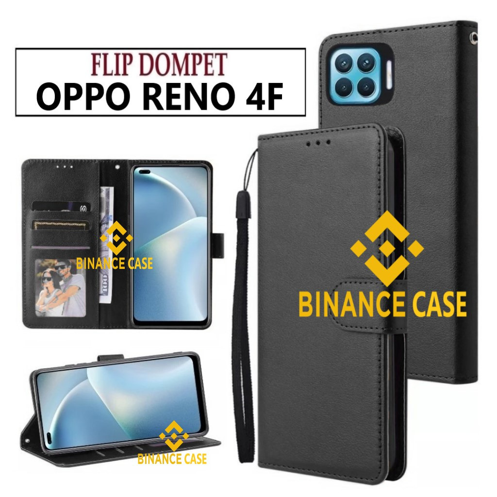 LEATHER FLIP CASE OPPO RENO 4F CASE KULIT FLIP WALLET LEATHER KULIT PREMIUM SARUNG BUKA TUTUP KESING