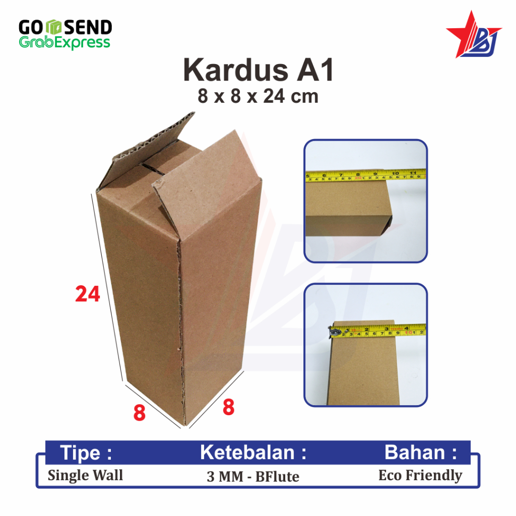 

KARDUS / KARTON BOX POLOS Uk. 8x8x24 CM