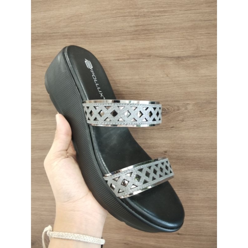 SANDAL WEDGES WANITA/SANDAL ASLI KULIT POLLUX DQ67