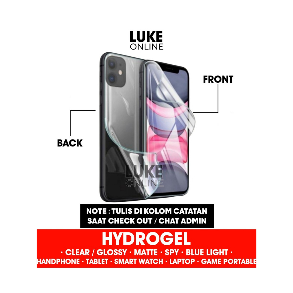 Hydrogel Clear Glossy / Anti Minyak Glare Matte Anti Gores Hydrogel Itel 1 1 PRO 1 PLUS 2 3 3PLUS 5