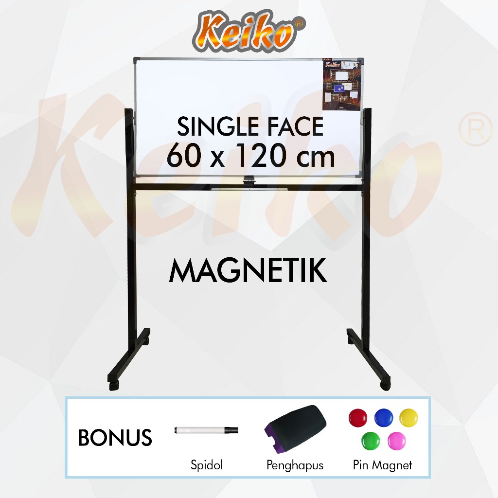 

Papan Tulis Whiteboard Standing Magnet Single Face Keiko 60 x 120 cm