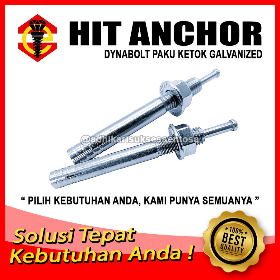 HIGH ANGKUR 12X150 / DYNABOLT PAKU KETOK 12 MM / HIT ANCHOR M12X150 (15 CM)