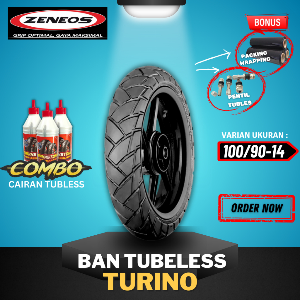PROMO [READY COD] BAN ZENEOS TURINO RING 14 ( 100/90-14 ) BAN TUBELESS ZENEOS RING 14 / BAN MOTOR