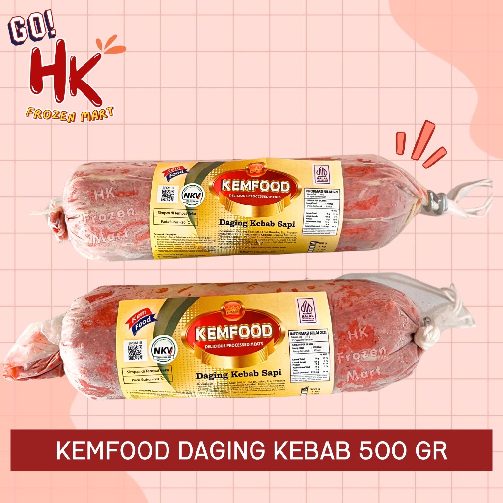 

Kemfood Daging Kebab 500gr | isian kebab turki smoked beef sapi premium HK FROZEN MART