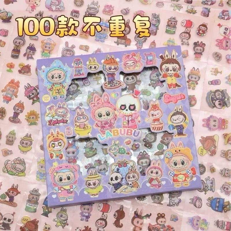 

stiker 100pcs labubu anti air stiker viral lucu DIY