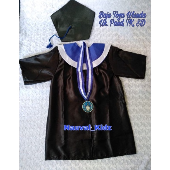 KODE C42E Baju Wisuda Anak  Baju Toga Wisuda Anak Paud TK SD  biru list putih
