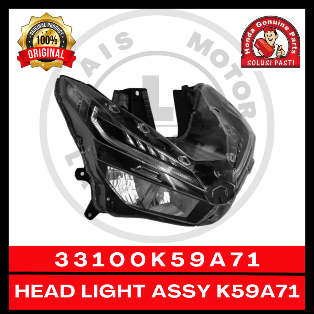 Reflektor Set Bohlam Lampu Depan K59A71 Vario125 150 LED NEW 33100K59A71 ORI AHM