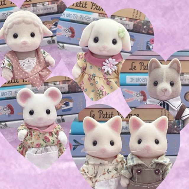 [SYLVANIAN FIGURES] family families calico critters cat pig dog bear mouse rabbit vintage rare prelo