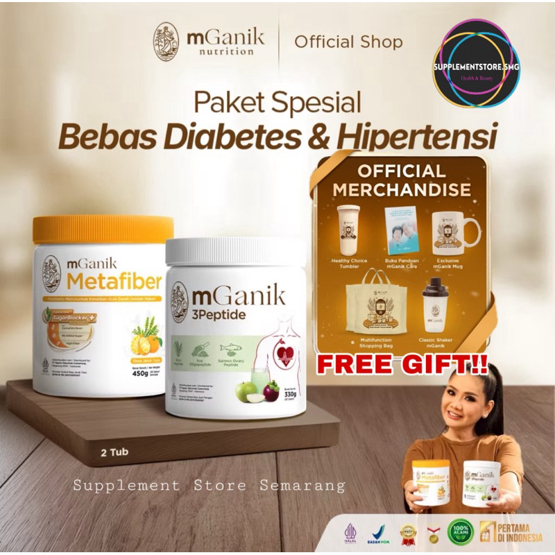 

[FREE GIFT!] mGanik Metafiber Leci Jeruk Yuzu Cocopandan 450gr & mGanik 3Peptide Apel Manggis 330gr - Suplemen Diabetes Jantung Kardiovaskular