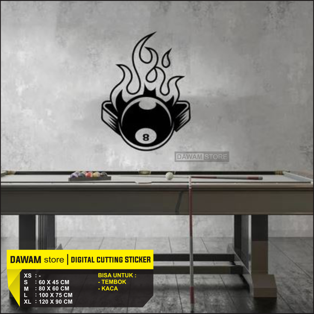 Stiker Billiard Wallsticker Dekorasi Dinding Kaca Bola Billiart Nine Ball
