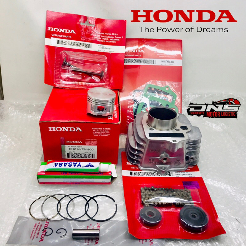 BLOK KFM+KLEP SET+RANTAI KETENG HONDA SUPRA FIT NEW/SUPRA FIT LAMA/LAGENDA/REVO 100 LAMA KFM ORI
