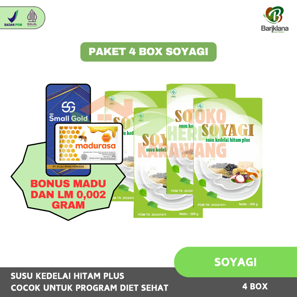 

4 Box SOYAGI – Susu Kedelai Hitam Plus Sangat Cocok Untuk Program Diet Sehat