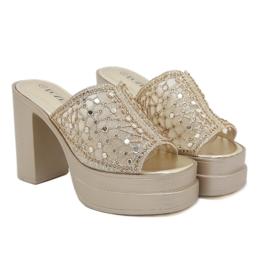 Bozka sandal wanita wedges mewah ELANOR 10cm heels