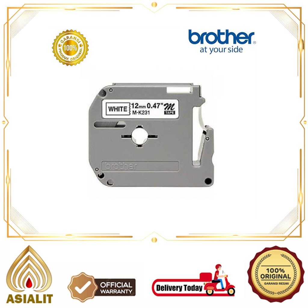 

Label Tape Brother M-K231 Black On White Uk 12MM Panjang M K231 8M MK231