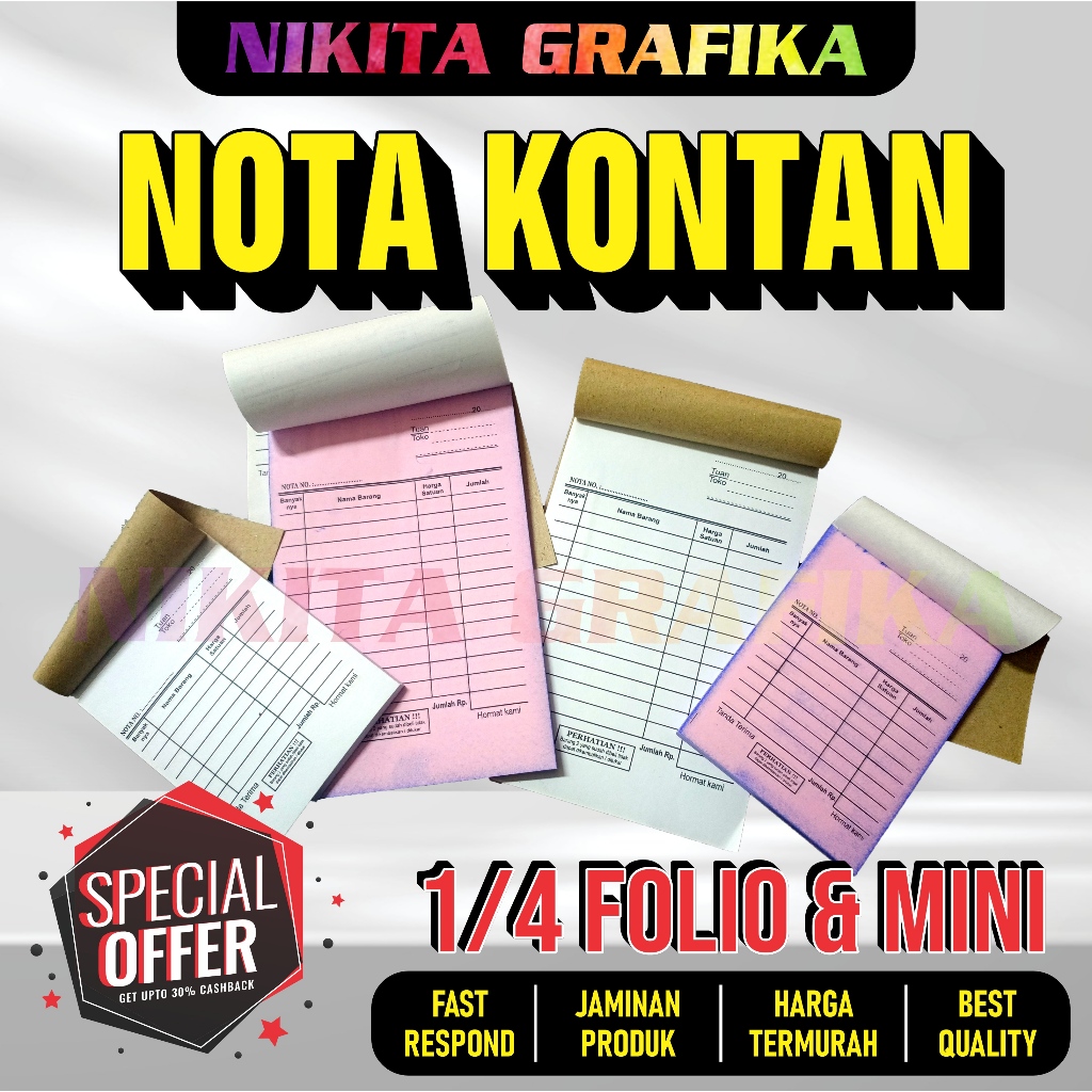 

Nota Kontan Mini 1/4 Folio 1 ply 2 ply
